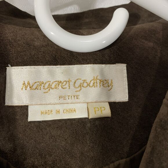 Margaret Godfrey Leather Suede Jacket Womens Small Petite Brown PP - Picture 4 of 8